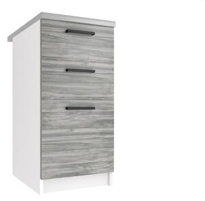 Kuchynská skrinka Belini spodná so zásuvkami 40 cm šedý antracit Glamour Wood s pracovnou doskou TOR SDSZ40/0/WT/GW/0/B1