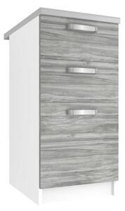 Kuchynská skrinka Belini spodná so zásuvkami 40 cm šedý antracit Glamour Wood s pracovnou doskou TOR SDSZ40/0/WT/GW/0/U