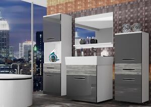 Kúpeľňový nábytok Belini šedý lesk / šedý antracit Glamour Wood + umývadlo + zrkadlo KOR PM 5/1/W/SGW/0/ZW