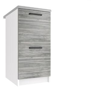 Kuchynská skrinka Belini spodná so zásuvkami 40 cm šedý antracit Glamour Wood s pracovnou doskou TOR SD2-40/0/WT/GW/0/B1