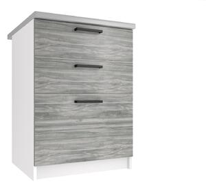 Kuchynská skrinka Belini spodná so zásuvkami 60 cm šedý antracit Glamour Wood s pracovnou doskou TOR SDSZ60/1/WT/GW/0/B1