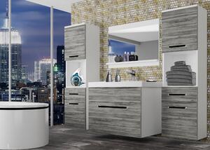 Kúpeľňový nábytok Belini šedý antracit Glamour Wood + umývadlo + zrkadlo ROD M 6/0/W/GW/0/ZW
