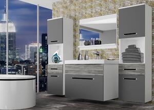Kúpeľňový nábytok Belini šedý mat / šedý antracit Glamour Wood + umývadlo + zrkadlo ROD M 6/0/W/SRGW1/0/ZW