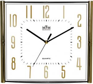 Nástenné hodiny MPM, 3175.8000 - zlatá/biela, 33cm