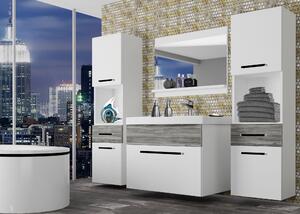 Kúpeľňový nábytok Belini biely mat / šedý antracit Glamour Wood + umývadlo + zrkadlo ROD M 6/0/W/WGW1/0/ZW