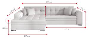 Rohová rozkladacia sedačka PALERMO, 294x80x196 cm, jasmine 100/soft 017 white, lavá
