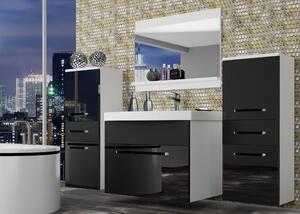 Kúpeľňový nábytok Belini čierny lesk / čierny mat + umývadlo + zrkadlo ROD PM 4/0/W/BB/0/ZW