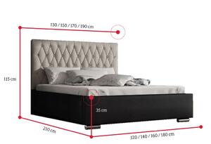 Čalúnená posteľ REBECA + rošt, Siena05 s kryštálom / Dolaro08, 120x200