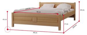 Vyvýšená posteľ ANGEL + matrac + rošt ZADARMO, 90x200 cm, prírodný-lak