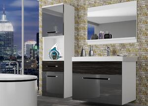 Kúpeľňový nábytok Belini šedý lesk / eben kráľovský + umývadlo + zrkadlo ROD PM 3/0/W/SHK/0/ZW