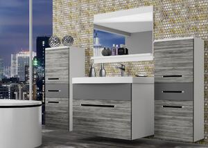 Kúpeľňový nábytok Belini šedý antracit Glamour Wood / šedý mat + umývadlo + zrkadlo ROD M 4/0/W/GWSR/0/ZW