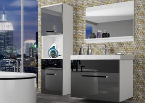 Kúpeľňový nábytok Belini šedý lesk / čierny lesk + umývadlo + zrkadlo ROD P 3/0/W/SB/0/ZW
