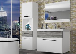 Kúpeľňový nábytok Belini biely mat / šedý antracit Glamour Wood + umývadlo + zrkadlo ROD M 3/0/W/WGW/0/ZW