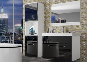 Kúpeľňový nábytok Belini čierny lesk + umývadlo + zrkadlo ROD P 3/0/W/B/0/ZW