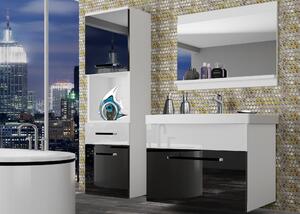 Kúpeľňový nábytok Belini čierny lesk / biely lesk + umývadlo + zrkadlo ROD P 3/0/W/BW/0/ZW