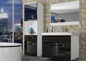 Kúpeľňový nábytok Belini čierny lesk / eben kráľovský + umývadlo + zrkadlo ROD PM 3/0/W/BHK/0/ZW