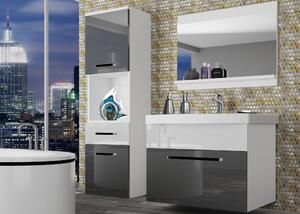 Kúpeľňový nábytok Belini šedý lesk / biely lesk + umývadlo + zrkadlo ROD P 3/0/W/SW/0/ZW