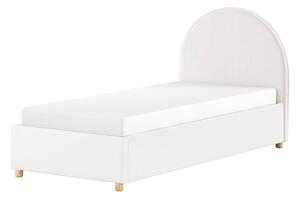 Biela čalúnená jednolôžková posteľ s úložným priestorom s roštom 90x200 cm Moon – Vipack