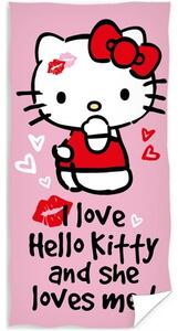 Bavlnená plážová osuška Hello Kitty - motív Love - 100% bavlna - 70 x 140 cm