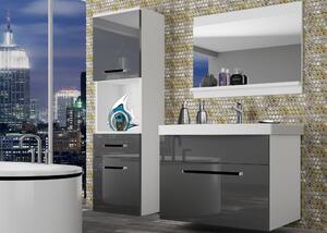 Kúpeľňový nábytok Belini šedý lesk + umývadlo + zrkadlo ROD P 3/0/W/S/0/ZW