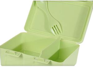 Lunch box s príborom, 13,5 x 18 x 7,5 cm, zelená