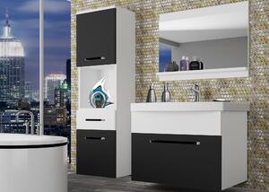 Kúpeľňový nábytok Belini čierny mat / biely mat + umývadlo + zrkadlo ROD M 3/0/W/BW/0/ZW