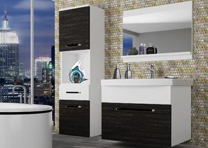 Kúpeľňový nábytok Belini eben kráľovský / biely mat + umývadlo + zrkadlo ROD M 3/0/W/HKW/0/ZW