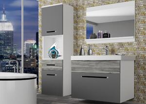 Kúpeľňový nábytok Belini šedý mat / šedý antracit Glamour Wood + umývadlo + zrkadlo ROD M 3/0/W/SRGW/0/ZW