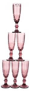 KONDELA Poháre na šampanské, set 6 ks, 150 ml, ružová, vintage, FREGATA TYP 4