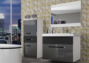 Kúpeľňový nábytok Belini šedý lesk / čierny mat + umývadlo + zrkadlo ROD PM 2/0/W/SB/0/ZW