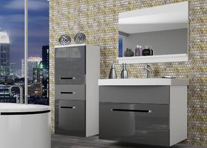 Kúpeľňový nábytok Belini šedý lesk / šedý mat + umývadlo + zrkadlo ROD PM 2/0/W/SSR/0/ZW
