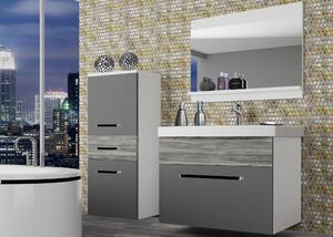 Kúpeľňový nábytok Belini šedý mat / šedý antracit Glamour Wood + umývadlo + zrkadlo ROD M 2/0/W/SRGW/0/ZW