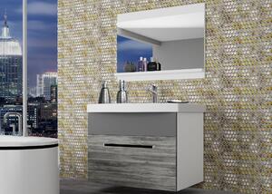 Kúpeľňový nábytok Belini šedý antracit Glamour Wood / šedý mat + umývadlo + zrkadlo ROD M 1/0/W/GWSR/0/ZW