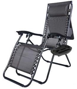 Zero gravity stolička s markízou a držiakom na pohár, 2 ks, viac farieb, čierna