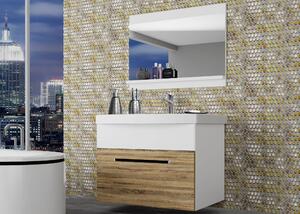 Kúpeľňový nábytok Belini dub sonoma / biely mat + umývadlo + zrkadlo ROD M 1/0/W/DSW/0/ZW