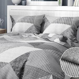 Goldea krepové posteľné obliečky - vzor 807 kombinácia sivého vzorovania 220 x 200 a 2ks 70 x 90 cm