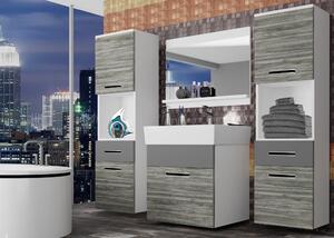 Kúpeľňový nábytok Belini šedý antracit Glamour Wood / šedý mat + umývadlo + zrkadlo KOR M 6/1/W/GWSR/0/ZW