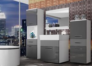 Kúpeľňový nábytok Belini šedý lesk / šedý mat + umývadlo + zrkadlo KOR PM 5/1/W/SSR/0/ZW