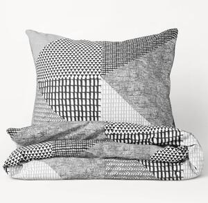 Goldea flanelové posteľné obliečky - vzor 807 kombinácia sivého vzorovania 140 x 220 a 70 x 90 cm
