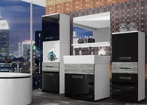 Kúpeľňový nábytok Belini čierny lesk / šedý antracit Glamour Wood + umývadlo + zrkadlo KOR PM 5/1/W/BGW1/0/ZW