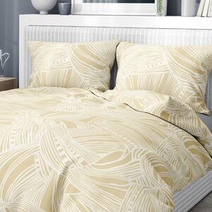 Goldea flanelové posteľné obliečky - vzor 808 tropické listy na zlatom 140 x 200 a 70 x 90 cm