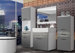 Kúpeľňový nábytok Belini šedý mat / šedý antracit Glamour Wood + umývadlo + zrkadlo KOR M 5/1/W/SRGW/0/ZW