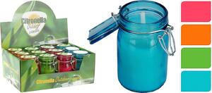 Sviečka Citronella v sklenenej fľaške proti hmyzu mix farieb 34339