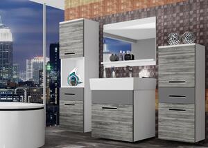 Kúpeľňový nábytok Belini šedý antracit Glamour Wood / šedý mat + umývadlo + zrkadlo KOR M 5/1/W/GWSR/0/ZW