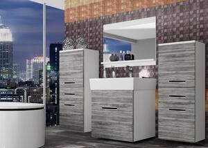 Kúpeľňový nábytok Belini šedý antracit Glamour Wood + umývadlo + zrkadlo KOR M 4/1/W/GW/0/ZW