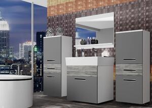 Kúpeľňový nábytok Belini šedý mat / šedý antracit Glamour Wood + umývadlo + zrkadlo KOR M 4/1/W/SRGW/0/ZW