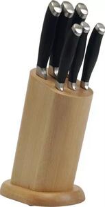 Sada stojan na nože + 6 profesionálnych nožov, nôž krájacie 200 mm, maslový nôž 200 mm, kuchynský nôž 200 mm a 120 mm, špikovací nôž 90 mm, nôž na zeleninu 75 mm, stojan, Pintinox