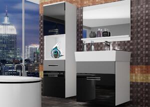 Kúpeľňový nábytok Belini čierny lesk / šedý mat + umývadlo + zrkadlo KOR PM 3/1/W/BSR/0/ZW