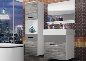 Kúpeľňový nábytok Belini šedý antracit Glamour Wood / šedý mat + umývadlo + zrkadlo KOR M 3/1/W/GWSR/0/ZW