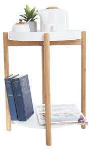 Príručný stolík, biela/prírodná, KABRA